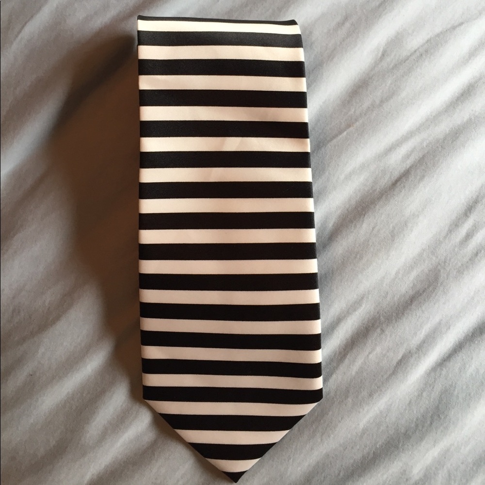 Black and white striped tie
